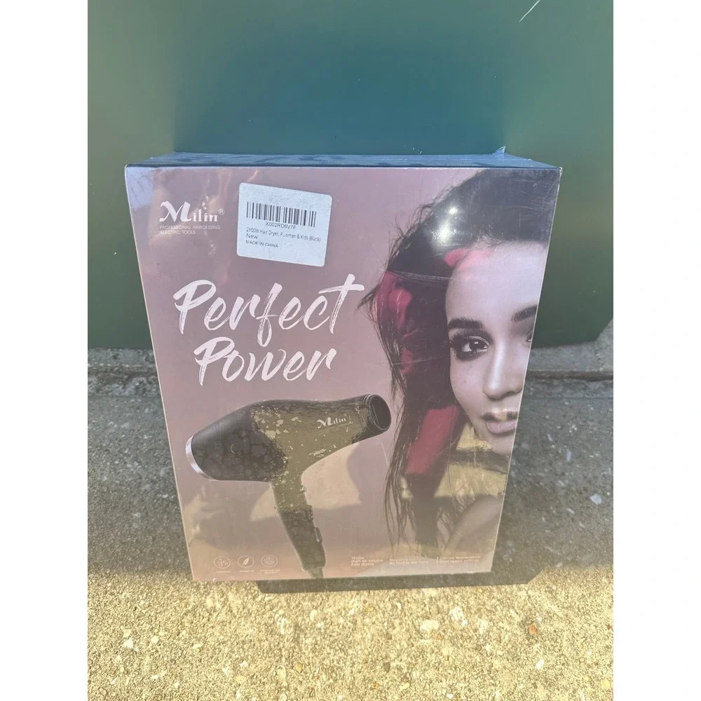 Milin Professional Hair Dryer 1800w AC110 125v‎ 60Hz Black